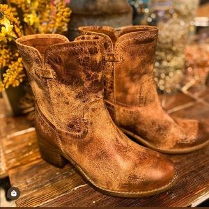 Diba True Vintage Distressed Leather Boots in tan/brown